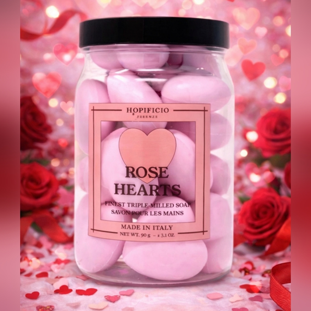 Hopificio Firenze Italian Rose Scented 🌹 Pink Hearts 💕 Triple Milled Soaps
